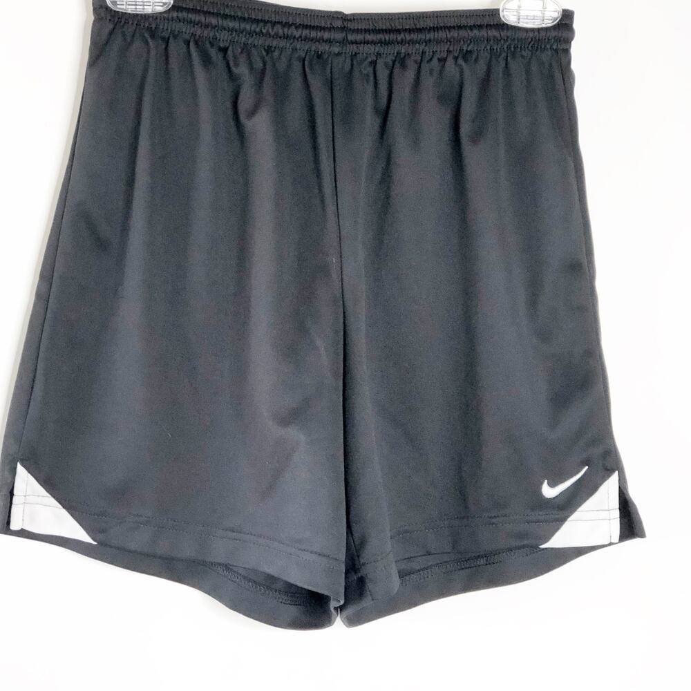 Nike Shorts Large Youth Swoosh Black White Running Sports 5" Inseam